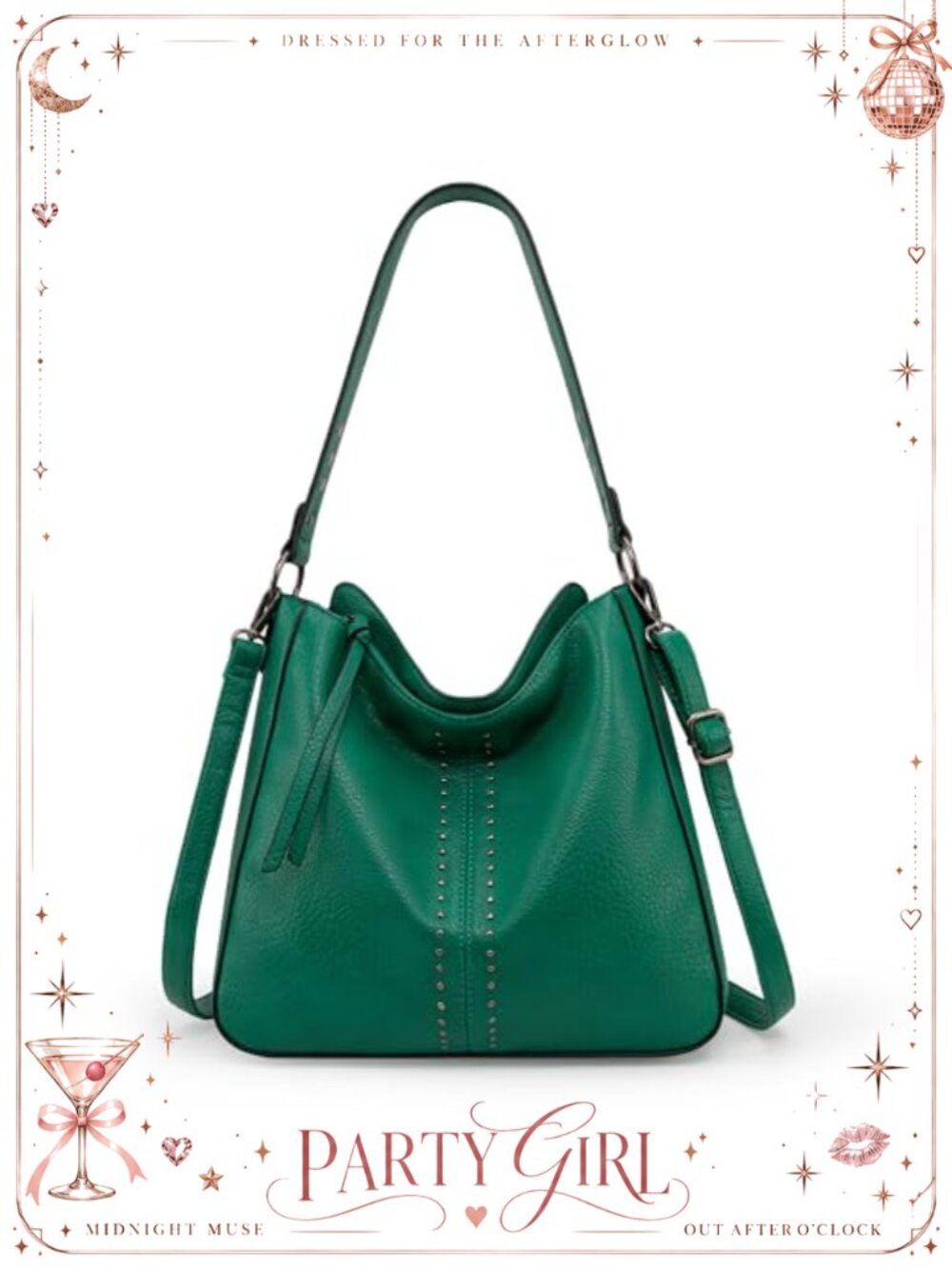 Hobo Bag Pebbled Vegan Leather Convertible Crossbody Shoulder Purse